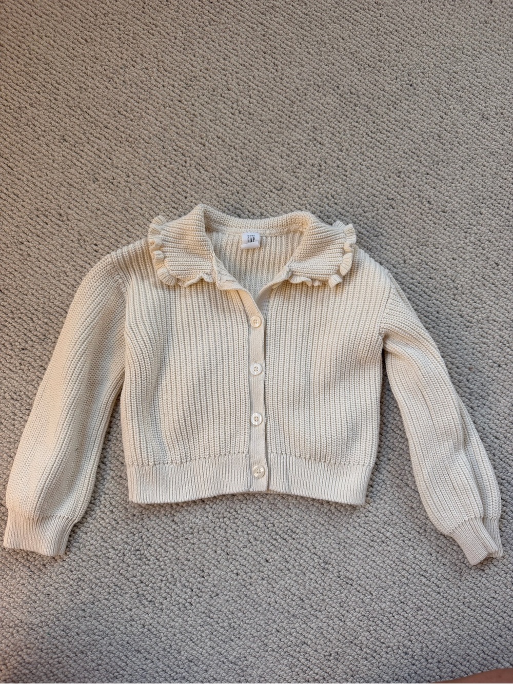 Baby GAP Cream Ruffle Collar Cotton Cardigan Sweater